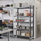 Thumbnail image #2 for Cambro Camshelving® Elements EXA244284S5480 Stationary Solid Polymer Add-On Shelving Unit, 24 x 42 x 84 Inches, 5-Shelf, Speckled Gray