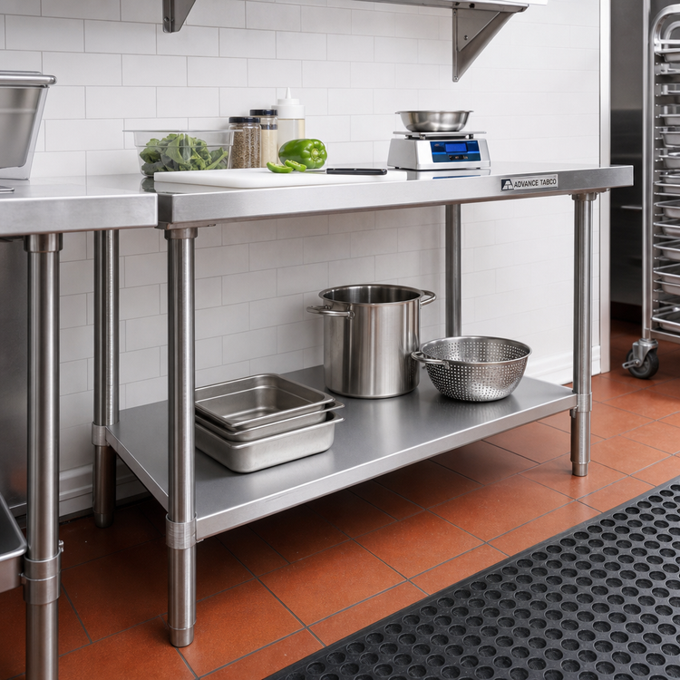 Product image #2 for Advance Tabco 18" x 36" Solid Stainless Steel Shelf with Plastic Split Sleeves