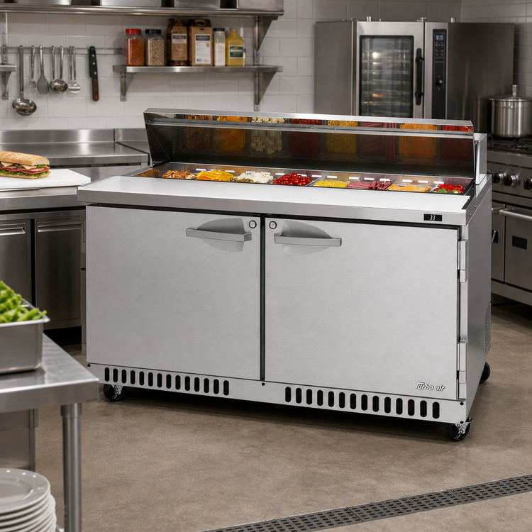 Product image #2 for Turbo Air PRO Series 60-1/4-Inch Two-Section Sandwich/Salad Prep Table with Front Breathing and Rear-Mounted Self-Contained Compressor