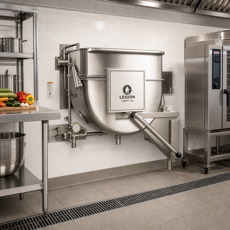 Product image #2 for Legion TWWT-100 100-Gallon Direct Steam Tilting Wall-Mount Steam Kettle