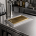 Thumbnail image #2 for Micro Matic Surface-Mount Stainless Steel Drip Tray Trough with Louvered PVD Brass Screen, 9 x 6-1/2 Inches