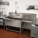 Thumbnail image #2 for John Boos Pro-Bowl 2PB24-1D24R 2-Compartment Stainless Steel Sink with Right Drainboard, 16-Gauge, 24-Inch Bowls