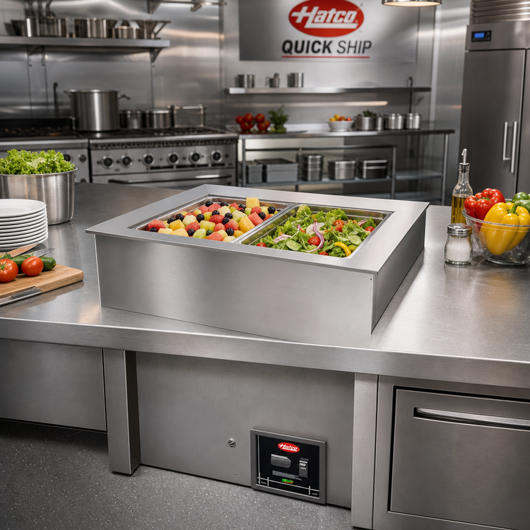 Product image #2 for Hatco Quick Ship 2-Pan Full-Size Drop-In Refrigerated Cold Well, R-290, Top Mount, Self-Contained