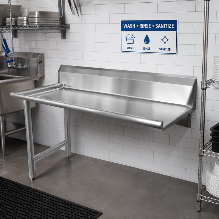 Product image #2 for 48-Inch Left-Side Straight Clean Dish Table, 304 Stainless Steel