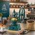 Thumbnail image #2 for TRE SPADE Manual Flywheel Coffee Grinder with 100 g Hopper, Teal Finish