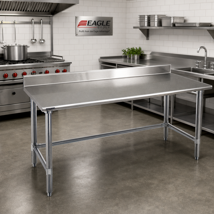 Product image #2 for Eagle Group Budget Series 72" x 36" Stainless Steel Work Table with 4-1/2" Backsplash