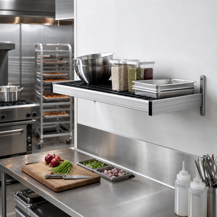 Product image #2 for Fermod Vented Wall Shelving Unit, 38 Inch W x 14 Inch D, Deep Anodized Aluminum
