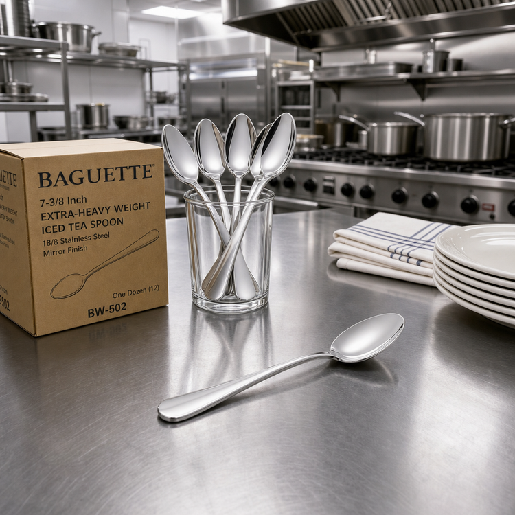 Product image #2 for Baguette 7-3/8 Inch Extra-Heavy Weight Iced Tea Spoon, 18/8 Stainless Steel, Mirror Finish