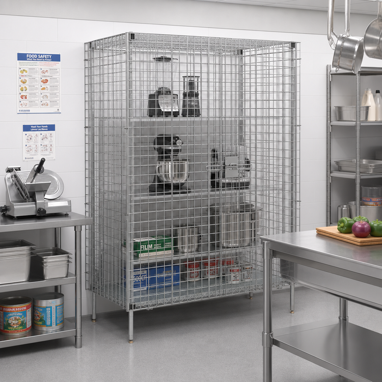 Product image #3 for Olympic 48"W x 24"D Chrome Security Enclosure Kit with Side-Hinged Doors