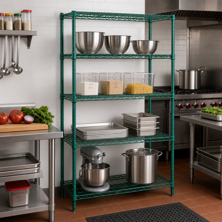 Product image #2 for Quantum 42" W x 21" D x 74" H Wire Shelving Starter Kit, 4-Shelf Stationary Unit