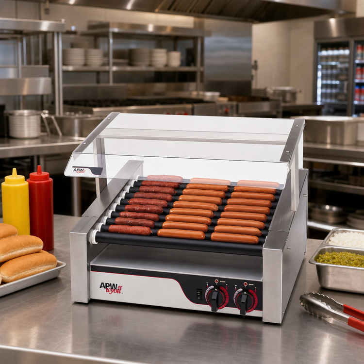 Product image #2 for APW Wyott X*PERT Countertop Hot Dog Roller Grill, 11 Tru-Turn Rollers, Stainless Steel Exterior