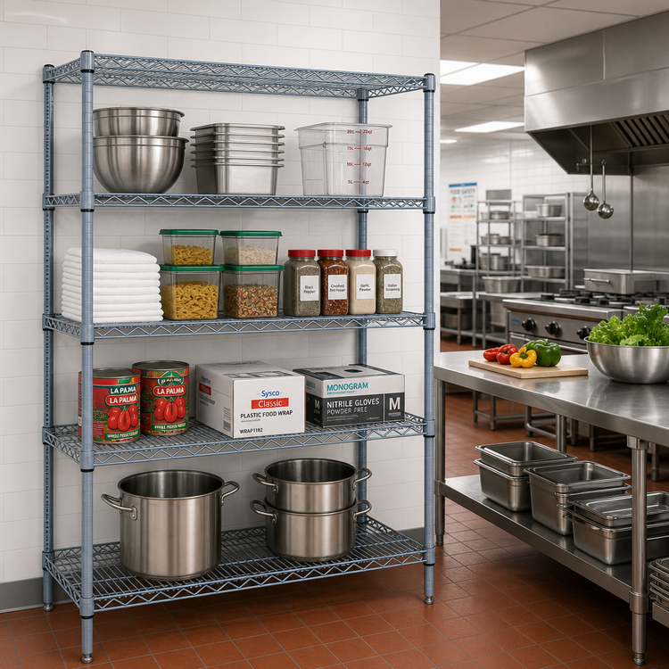 Product image #2 for Quantum 4-Shelf Wire Shelving Starter Kit, 60 in. W x 21 in. D x 86 in. H, Gray Epoxy Antimicrobial Finish