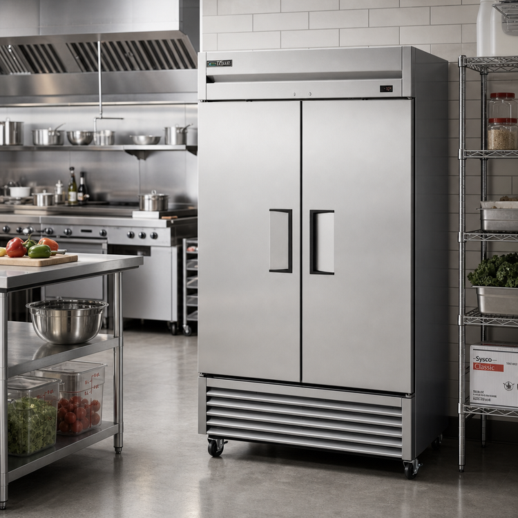 Product image #2 for True Two-Section Reach-In Freezer, -10°F, Stainless Steel, Self-Contained Bottom Mount