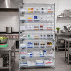 Thumbnail image #2 for Quantum WR9-204CL Stationary Wire Shelving Unit, 36"W x 18"D x 74"H, Chrome, 9 Shelves with 40 Clear Bins