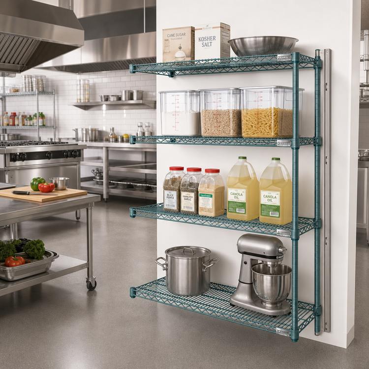 Product image #2 for EagleGard 4-Tier Add-On Wire Shelving Unit, 42W x 21D x 63H, Blue-Green Hybrid Epoxy Finish