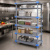 Thumbnail image #2 for Quantum Millenia 72-Inch W x 24-Inch D x 50-Inch H Open Grid Polymer Shelving Unit with 5 Shelves and Dunnage Stand