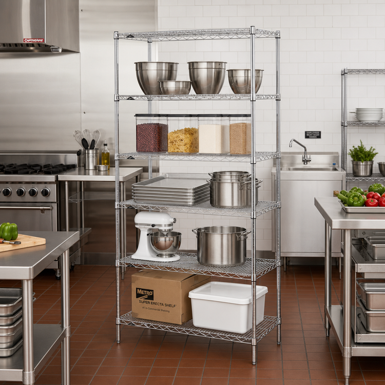 Product image #2 for Metro Super Erecta Chrome Plated 5-Shelf Wire Starter Shelving Unit, 36 x 24 x 74 Inches