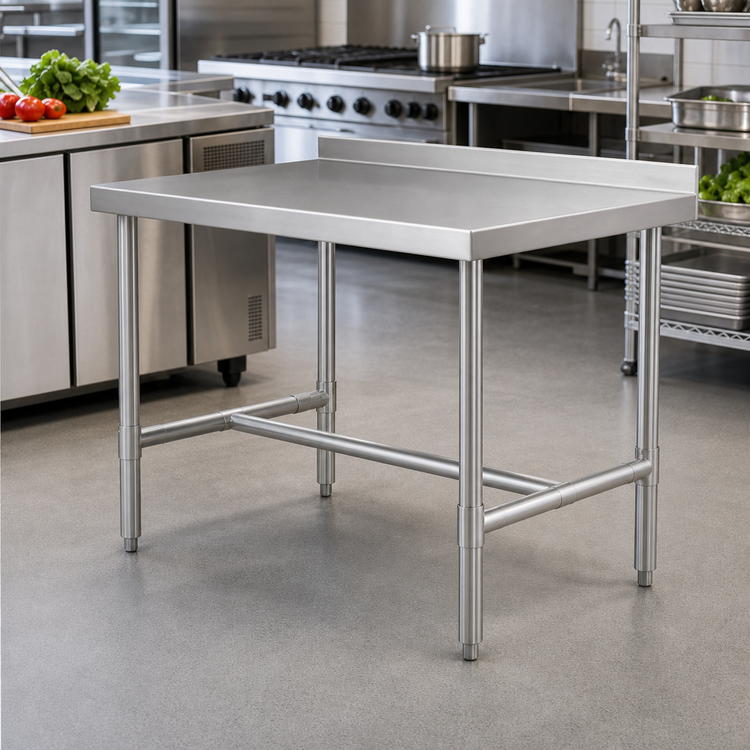 Product image #2 for 48 Inch x 18 Inch 18-Gauge Stainless Steel Open Base Work Table with 2 Inch Rear Up-Turn