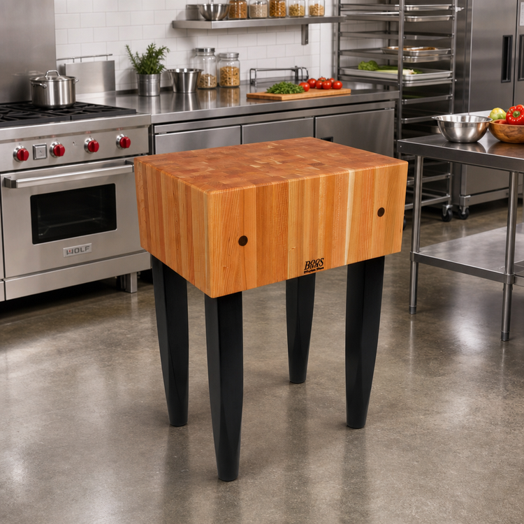 Product image #3 for John Boos Rouge et Noir Le Bloc 30 x 24 x 34 Inch End Grain American Cherry Butcher Block Work Table