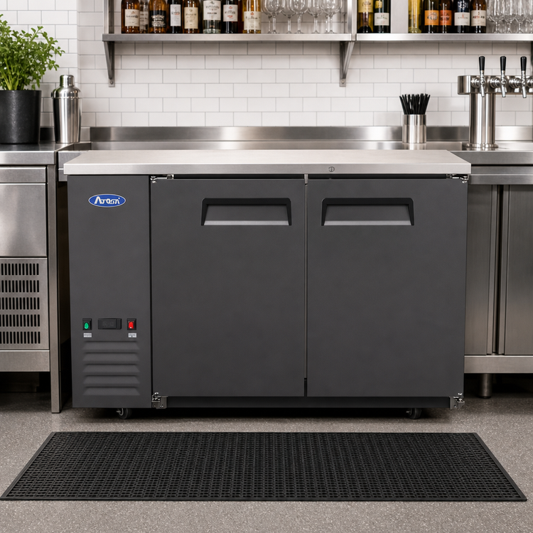Product image #2 for Atosa 57-3/4 Inch Shallow Depth Two-Section Back Bar Cooler with Solid Locking Doors