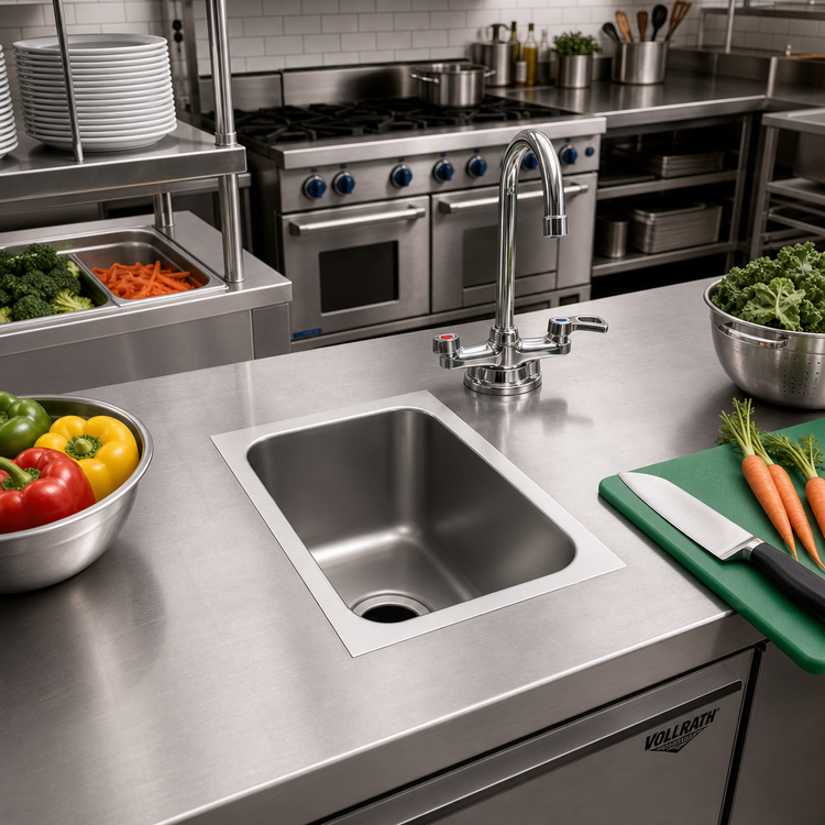 Product image #2 for Vollrath One-Compartment Weld-In / Undermount Stainless Steel Sink, 14 x 10 x 10 Inches, 20 Gauge
