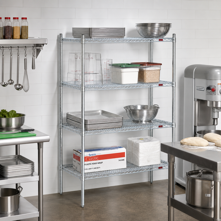 Product image #2 for EAGLEbrite 4-Tier Add-On Wire Shelving Unit with QuadTruss Shelves, 42 Inches W x 21 Inches D x 74 Inches H, Zinc Finish