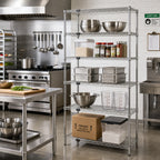 Thumbnail image #2 for Quantum WR63-2124S-5 Stationary 5-Shelf Wire Shelving Starter Kit, 304 Stainless Steel, 24"W x 21"D x 63"H