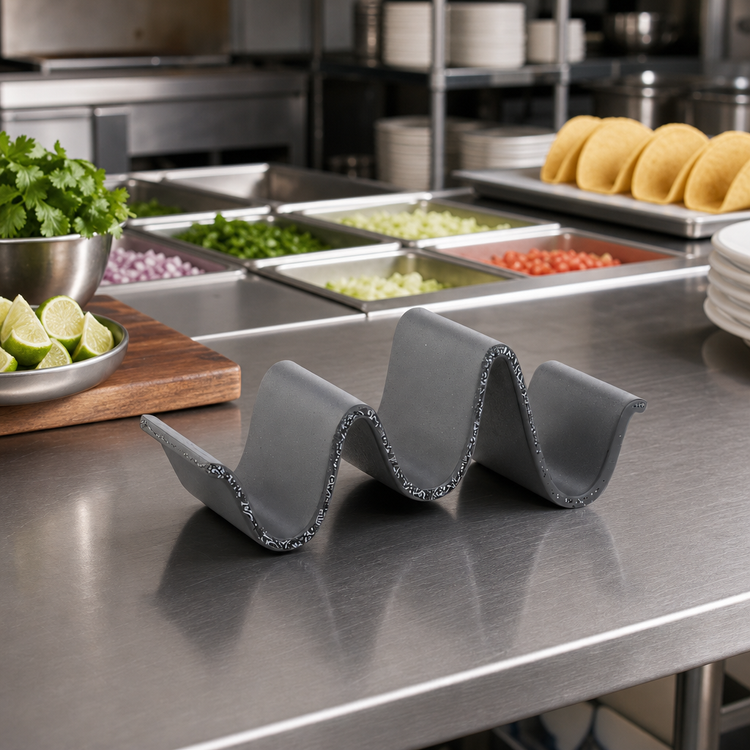 Product image #3 for American Metalcraft Whimsical Gray Melamine 3-Compartment Taco Holder