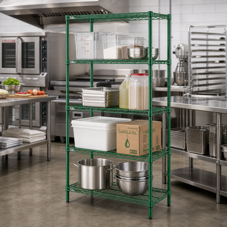 Product image #3 for Metro Super Erecta Metroseal 3 Green Epoxy-Coated Wire Starter Shelving Unit, 24"W x 24"D x 63"H, 4 Shelves