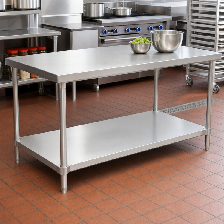 Product image #2 for Advance Tabco 54" x 24" 18-Gauge Stainless Steel Undershelf for 60" x 30" Work Tables