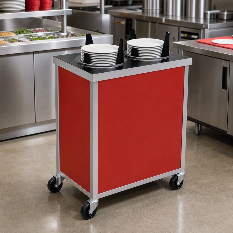 Product image #2 for Atlas Metal Mobile Enclosed Plate Dispenser with 2 Self-Elevating Tubes