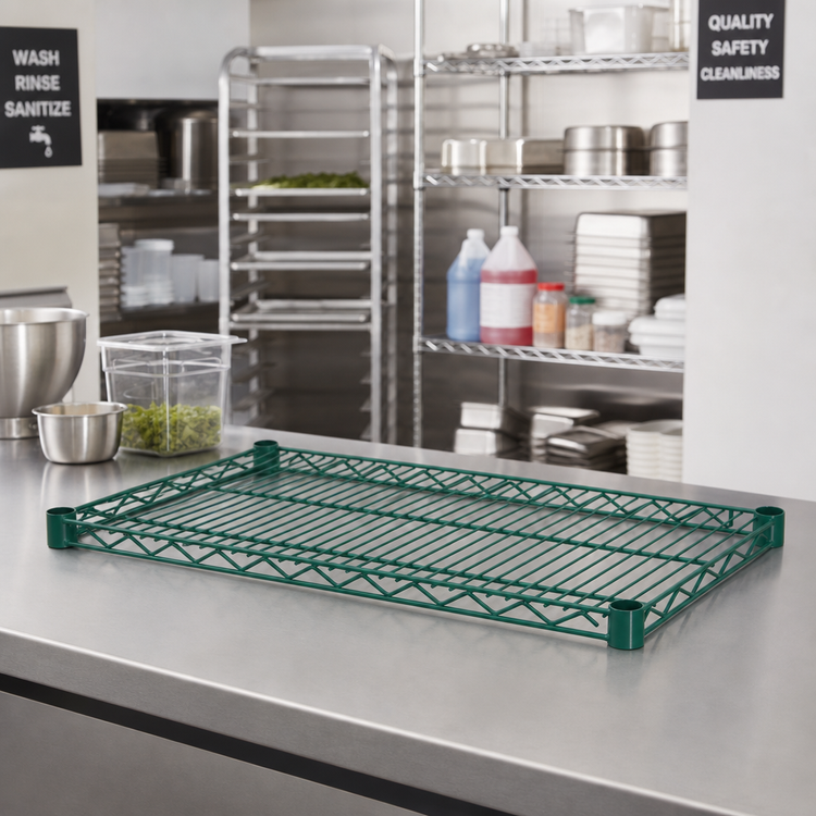 Product image #3 for Advance Tabco Special Value Series Heavy Duty Green Epoxy Coated Wire Shelf, 48"W x 14"D