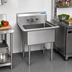 Thumbnail image #2 for Single-Compartment Stainless Steel Sink with No Drainboards, 20 x 20 x 12 Inch Bowl, 9 Inch Backsplash, and Stainless Steel Legs