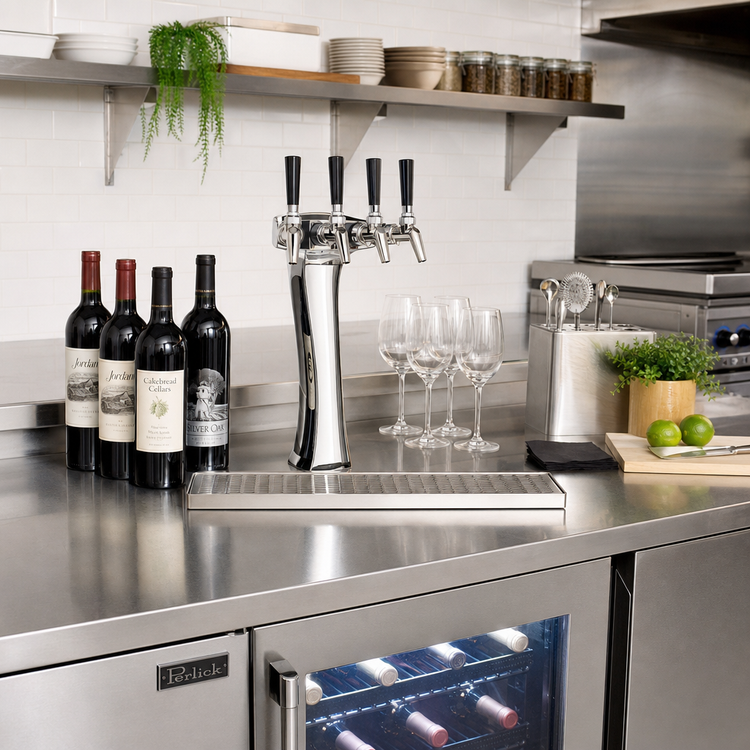 Product image #2 for Perlick Panther Style Air-Cooled Direct Draw 4-Faucet Wine Dispensing Kit, Chrome, Field Installation