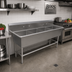 Thumbnail image #2 for John Boos Pro-Bowl 4-Compartment Freestanding Stainless Steel Sink with 10-Inch Boxed Backsplash