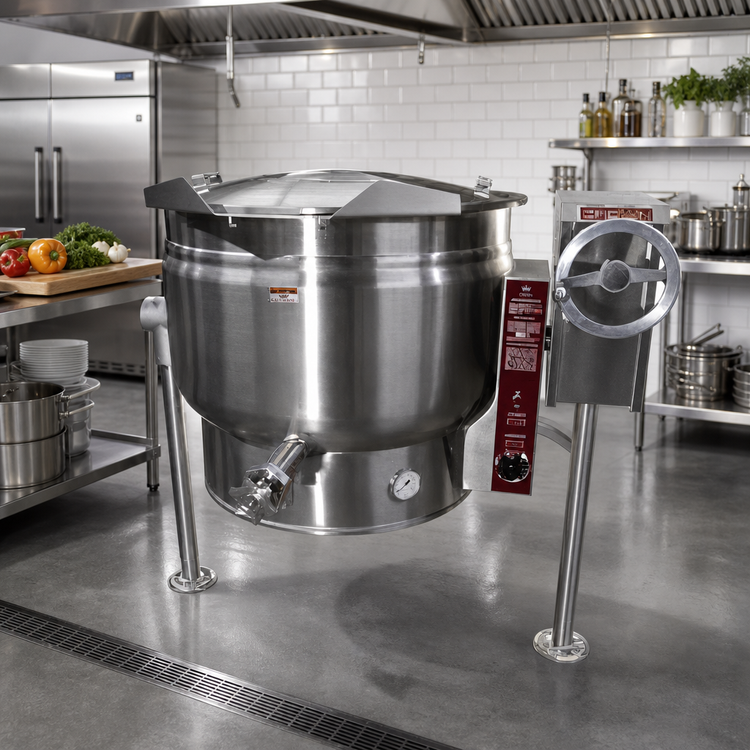 Product image #2 for Crown ELT-60F 60 Gallon Electric Full Jacket Tilting Steam Kettle