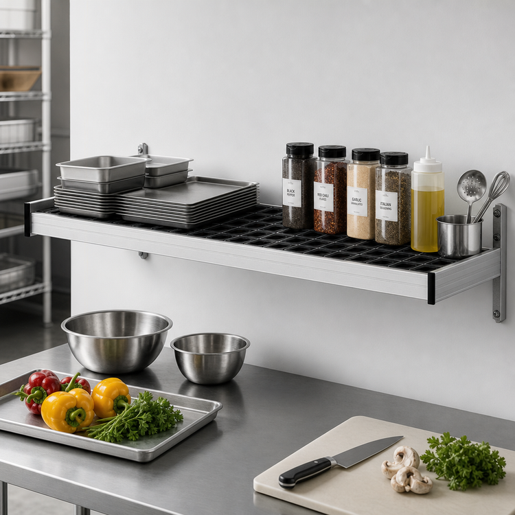 Product image #2 for Fermod Vented Wall Shelving Unit with Removable Polymer Inserts, 47 Inch W x 14 Inch D