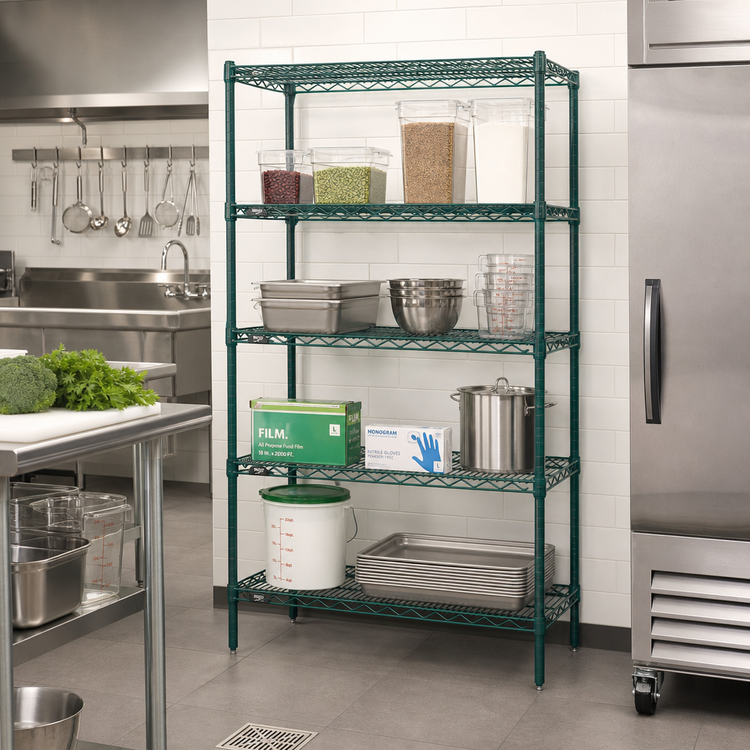 Product image #3 for Metro Super Erecta Metroseal 3 Green Epoxy-Coated Starter Wire Shelving Unit, 30W x 18D x 63H, 4-Shelf