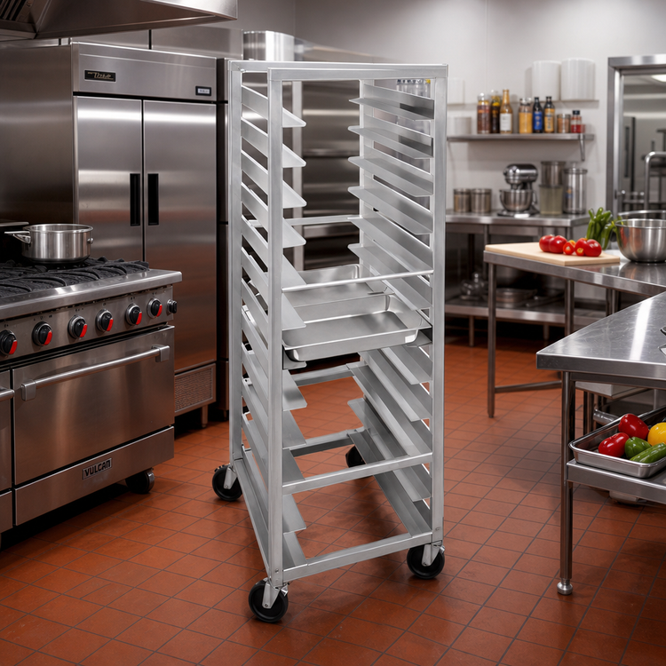 Product image #2 for Channel Manufacturing Lifetime Tough Mobile Heavy-Duty Aluminum 12 x 20 Steam Table Pan Rack, 40-Pan Capacity