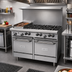 Thumbnail image #2 for Garland G Starfire Pro 48-Inch Gas Restaurant Range with 6 Open Burners, 12-Inch Griddle, and 2 Space-Saver Ovens