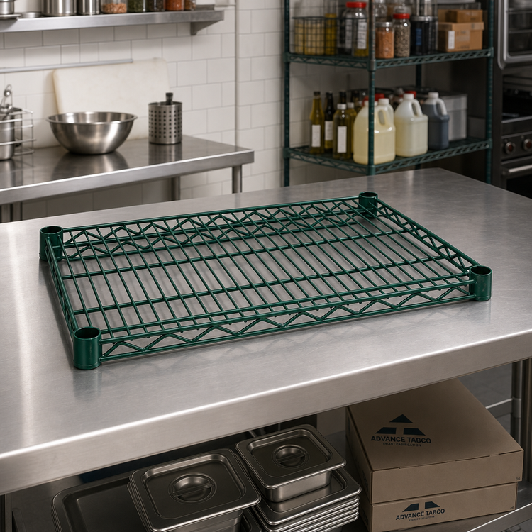 Product image #3 for Advance Tabco Special Value Series 24 Inch x 24 Inch Heavy Duty Green Epoxy Coated Wire Shelf