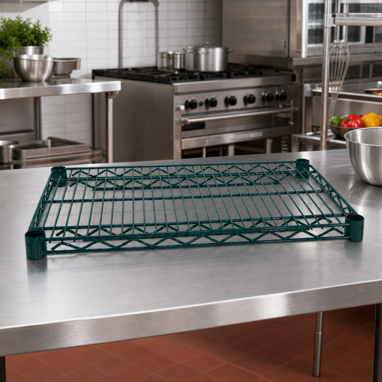 Product image #3 for Advance Tabco Special Value Series 24 Inch x 24 Inch Heavy Duty Green Epoxy Coated Wire Shelf