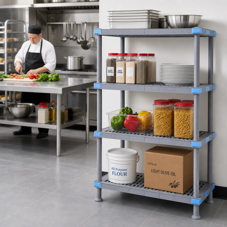 Product image #2 for Quantum Millenia 4-Shelf Polymer Starter Shelving Unit, 42W x 18D x 50H, Gray