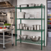 Thumbnail image #2 for Steel Works Stainless Heavy Duty Stationary 4-Tier Wire Shelving Unit, 24 x 54 Inches, Green Epoxy Coated