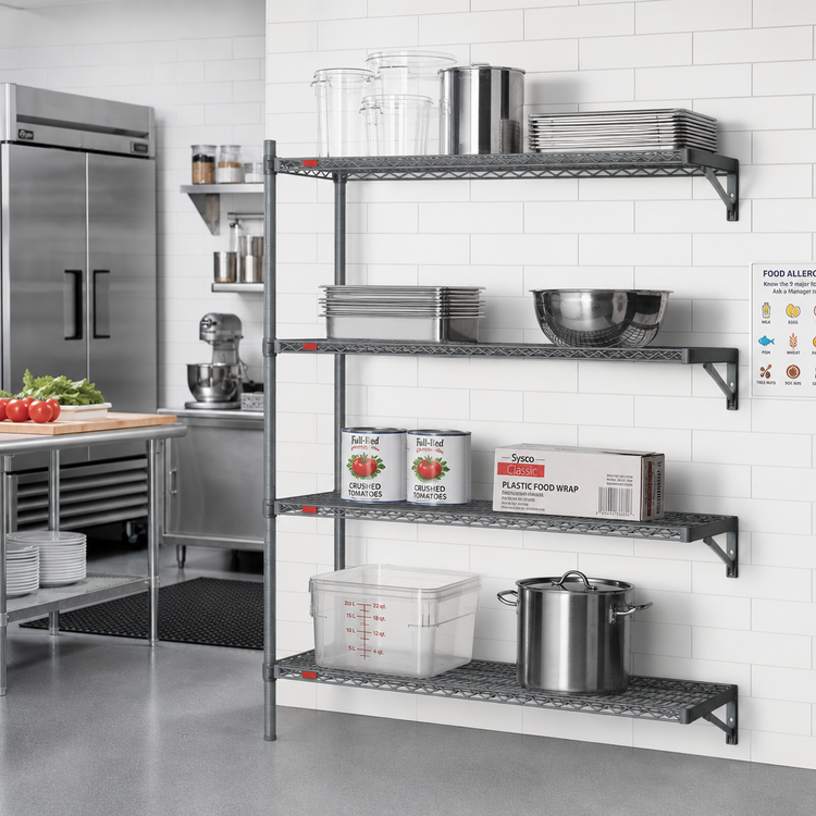 Product image #2 for Eagle Valu-Master 4-Tier Add-On Wire Shelving Unit, 24" x 18" x 74", Pewter Gray Epoxy