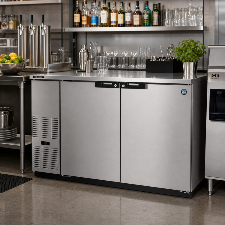 Product image #2 for Hoshizaki BB59-S Two-Section Back Bar Refrigerator with Solid Locking Swing Doors, Stainless Steel Exterior, 59-1/2 Inch Wide
