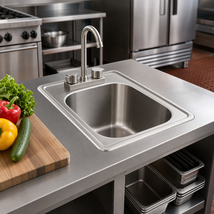 Product image #2 for Eagle Group Self-Rimming Drop-In Sink, 1-Compartment, 16 x 20 x 8 Inch Bowl, Deck-Mount Faucet