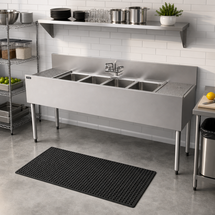 Product image #3 for Top Shelf TS Series 72-Inch Four-Compartment Stainless Steel Underbar Multi-Tank Sink Unit with Left and Right Drainboards