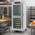 Thumbnail image #2 for Metro C5 8 Series Mobile Full-Height Pass-Thru Controlled Temperature Heated Holding Cabinet with Dutch Glass and Solid Doors, 17 Sheet Pan Capacity