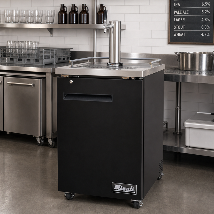 Product image #3 for Migali Competitor Series® 23.5-Inch Wide Single-Section Direct Draw Beer Cooler with Single Faucet Tower, 1/2-Keg Capacity